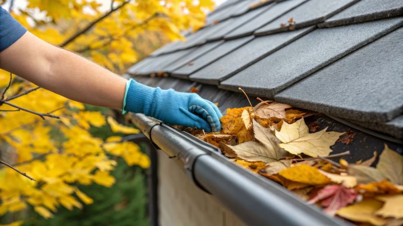 Roof Leaf Blowings in Autumn